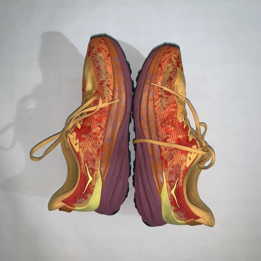 Hoka One One Speedgoat 4 Shoes Mens Size 12 Orange Camo Trail Running Vibram